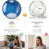 YKLITG Pendant Lights Kitchen Island 3 Pack, Blue Glass Pendant Light Fixtures with Clear Globe Shade, Adjustable Height Design, Modern Kitchen Island Lighting for Dining Room, Bedroom (7.87in)
