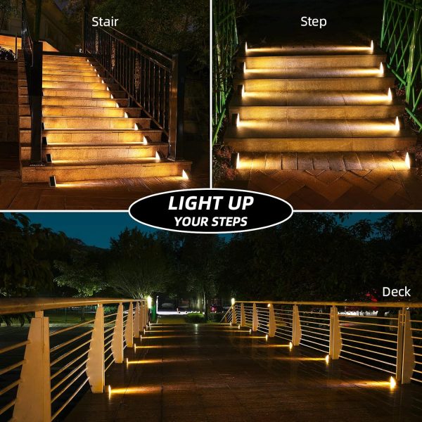 YKLITG Solar Step Lights,6 Pack Warm White Solar Stair Lights Outdoor Waterproof IP67 Auto On Off,Solar Lights for Steps,Stair,Patio,Yard,Porch,Front Door,Sidewalk,Deck Decor