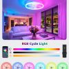 RGB Ceiling Fan with Light and Remote,20" Fandelier Smart Ceiling Fan,White