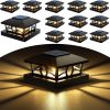 YKLITG Solar Post Cap Lights,4x4 Post Solar Light Warm White,Black 12 Pack