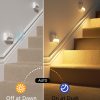 YKLITG Motion Sensor Stair Lights Indoor, 2000mAh Battery Operated Night Light, 3 Color Temperature with Light Sensor for Stairway, Hallway, Bathroom, Kitchen, Bedroom White 4 Pack