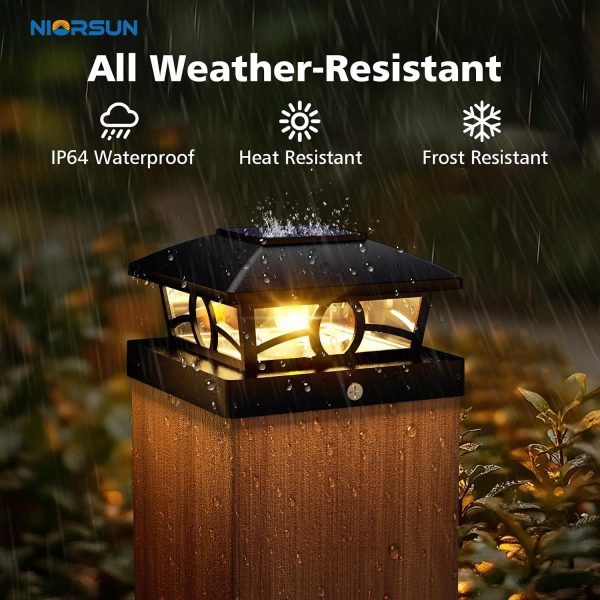 YKLITG Solar Post Cap Lights,4x4 Post Solar Light Warm White,Black 12 Pack