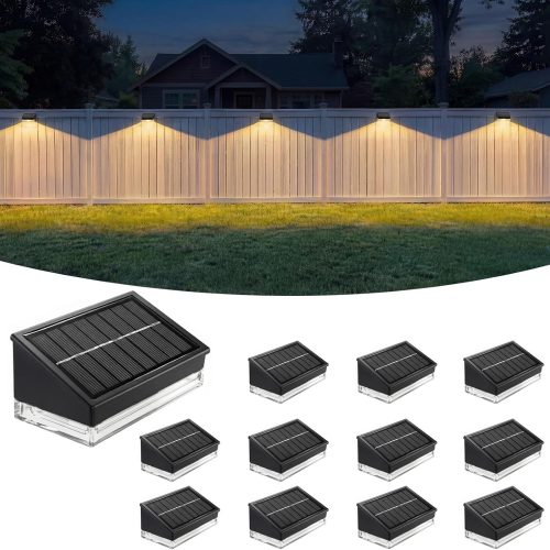 YKLITG Solar Fence Lights 12 Pack, Outdoor Solar Lights with 3 Color Temperatures, IP65 Waterproof Wide-Angle LED Lighting for Fence, Wall