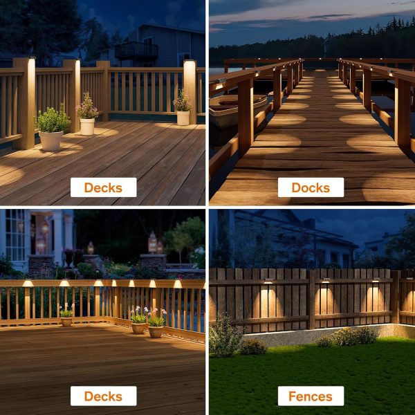 YKLITG Solar Deck Lights Outdoor 12 Pack, IP65 Waterproof Large Size LED Stair Lights with Lenses, Auto ON Off Warm White Step Lights for Outside, Deck, Patio, Fence, Yard, Pathway and Railing Decor