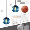 YKLITG Pendant Lights Kitchen Island 3 Pack, Blue Glass Pendant Light Fixtures with Clear Globe Shade, Adjustable Height Design, Modern Kitchen Island Lighting for Dining Room, Bedroom (7.87in)