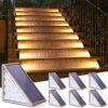 YKLITG Outdoor Stair Lights 6 Pack, Solar Step Lights IP67 Waterproof with 13 Bright LEDs, 3000K Warm White, Auto On/Off, Triangular Design for Steps, Deck, Patio, Yard, Porch, Sidewalk