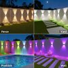 YKLITG Solar Fence Lights Outdoor, 12 Pack Up and Down Waterproof Solar Wall Lights, Fence Lights with Lens, Warm & Cool White + RGB, Dusk to Dawn Lighting for Patio, Backyard, Pool, Railing (White)