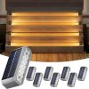 YKLITG Solar Step Lights, 8 Pack Outdoor Horizontal Lights for Steps, Deck, Stairs, Dock & Pathway - Bright 3000K Warm White, Auto On/Off, IP67 Waterproof