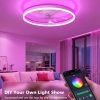 RGB Ceiling Fan with Light and Remote,20" Fandelier Smart Ceiling Fan,White