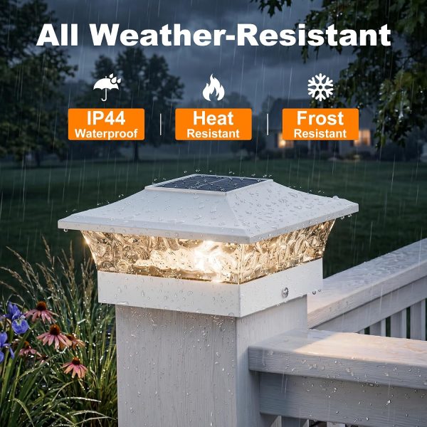 YKLITG 4x4 Post Solar Lights Color Changing with Remote, 12 Pack White