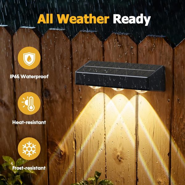 YKLITG Solar Fence Lights, 12 Pack LED Outdoor Solar Deck Lights with Lenses, RGB Color, IP65 Waterproof, Solar Lights for Outside, Wall, Patio, Railing, Yard (Black)