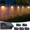 YKLITG Outdoor Fence Lights, 6 Pack Waterproof LED Solar Fence Lights with 1500mAh Battery, Warm White/Cool White/RGB, Easy-to-Install Wall Light for Deck, Patio, Railing, Stairs, Backyard C Black