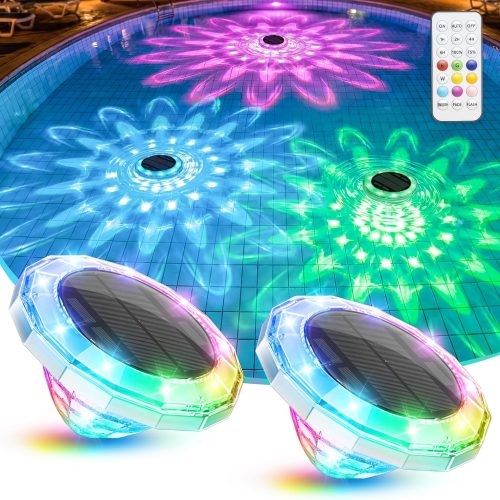YKLITG Floating Solar Pool Lights, 5.8 Inch IP68 Waterproof Pool Lights with Remote, 9 RGB Color LED Pool Solar Lights with Timer Auto On/Off, Pool Lights for Inground Above Ground Pools Hot Tub Spa