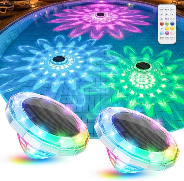 YKLITG Floating Solar Pool Lights, 5.8 Inch IP68 Waterproof Pool Lights with Remote, 9 RGB Color LED Pool Solar Lights with Timer Auto On/Off, Pool Lights for Inground Above Ground Pools Hot Tub Spa