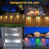 YKLITG Outdoor Fence Lights, 6 Pack Waterproof LED Solar Fence Lights with 1500mAh Battery, Warm White/Cool White/RGB, Easy-to-Install Wall Light for Deck, Patio, Railing, Stairs, Backyard C Black