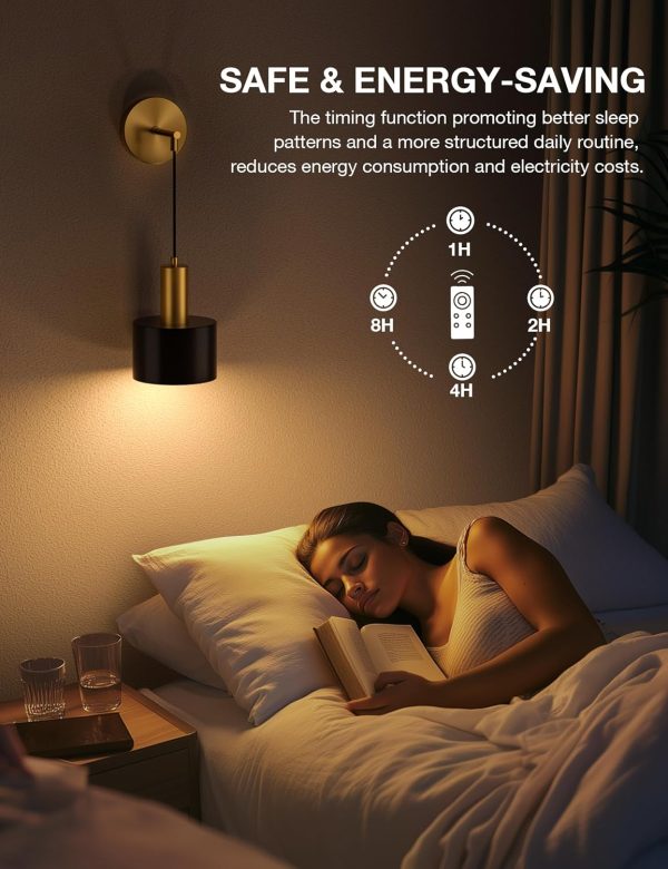 YKLITG Battery Operated Wall Sconce Set of 2, Gold & Black Wireless Rechargeable Wall Lights with 5200mAh Dimmable Detachable Bulbs and Remote, 9 Colors Sconces Wall Decor for Bedroom Living Room