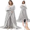 YKLITG Wearable Heated Blanket with Foot Pocket, Electric Throw Blanket with Sleeves, 9 Heating Levels & 10 Timer Settings, Ultra-Soft Bubble Faux Fur & Sherpa, ETL & FCC Certified, 50" x 70"