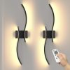 YKLITG 27.6 Inch Battery Operated Wall Sconce Set of 2, Black Modern Rechargeable Wall Lights with Remote, 3CCT Dimmable Wireless Wall Lamp for Living Room Bedroom Hallway