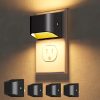 YKLITG Night Lights Plug Into Wall, Auto On/Off, 4 Pack, Black, 3000K