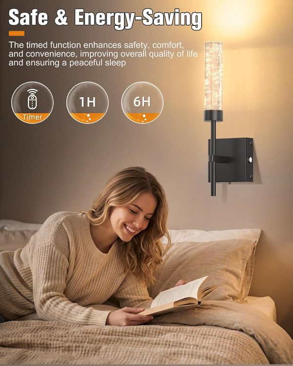 YKLITG Crystal-Inspired Bubble Wireless Wall Sconces, 10000mAh Battery Operated Wall Sconces Set of 2, 3 Color Temps Rechargeable Wall Lights with Remote, Dimmable Wall Lamp for Living Room Bedroom
