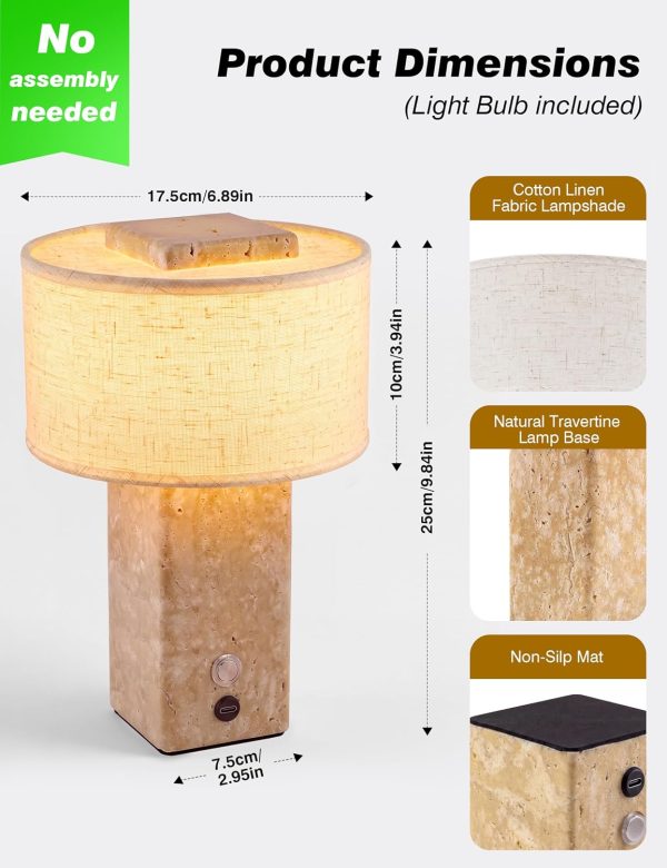 YKLITG Rechargeable Travertine Lamp