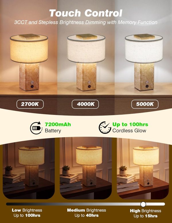 YKLITG Rechargeable Travertine Lamp
