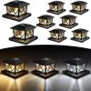 YKLITG 4x4 Post Solar Lights, 3 Color Temps & 2 Brightnesses, 8 Pack Black