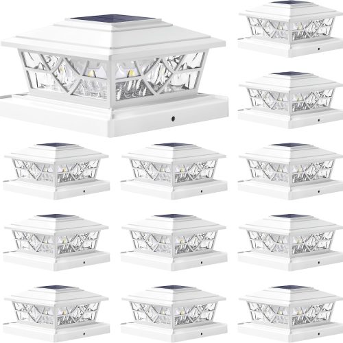YKLITG 4x4 Post Solar Lights,Solar Post Lights with 2 Modes, 12 Pack White