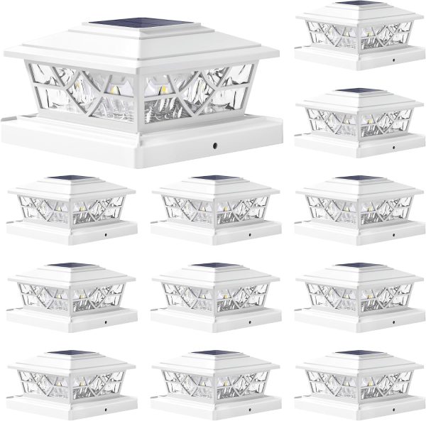 YKLITG 4x4 Post Solar Lights,Solar Post Lights with 2 Modes, 12 Pack White