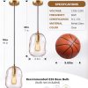 YKLITG 2 Pack Pendant Lights Kitchen Island, Gold Pendant Light Fixtures with Clear Thick Glass Shade, Modern Hanging Ceiling Lights for Kitchen, Bathroom, Bedroom and Dining Room