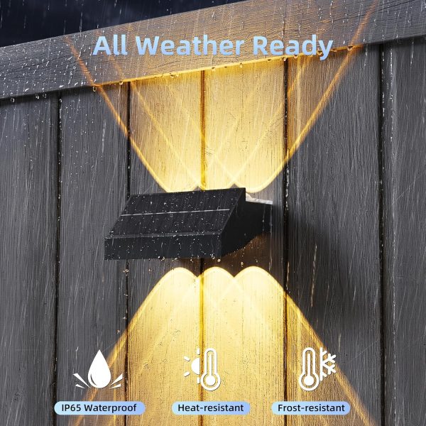 YKLITG Solar Fence Lights with Remote 12 Pack, Up and Down LED Waterproof Solar Wall Lights Outdoor, RGB Color Changing with 4 Lighting Modes, Dusk to Dawn Solar Lights for Patio, Railing, Backyard