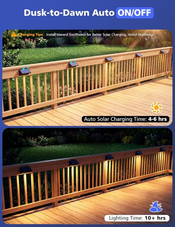 YKLITG LED Fence Lights Solar Powered with Remote 6 Pack, Solar Fence Lights Outdoor Waterproof with Warm/Cool White, RGB Colors, 6H Timer Solar Lights for Fence, Deck, Backyard, Railing,and Wall